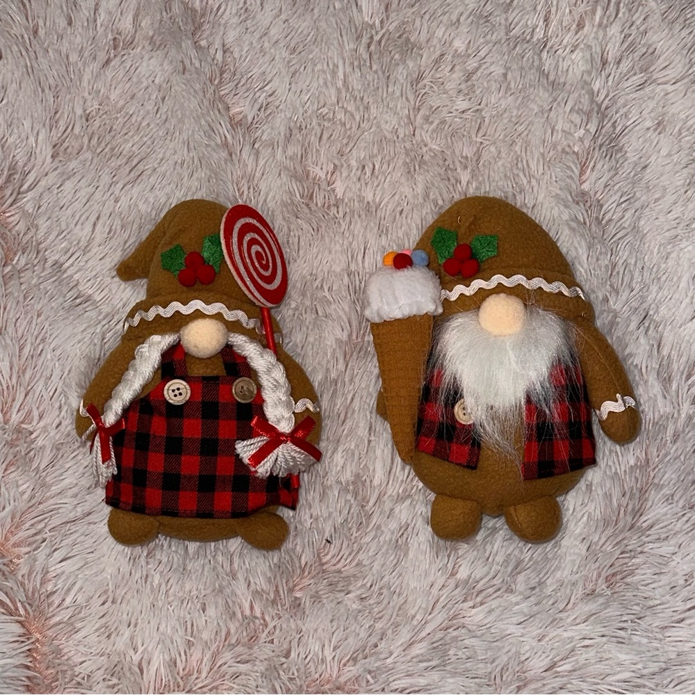 Gingerbread Gnome plush set of 2 New